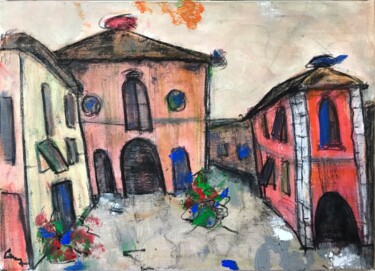 Painting titled "La Mairie" by Claude-Yvan Conne, Original Artwork, Acrylic