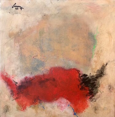 Malerei mit dem Titel "Tache rouge" von Claude-Yvan Conne, Original-Kunstwerk, Acryl