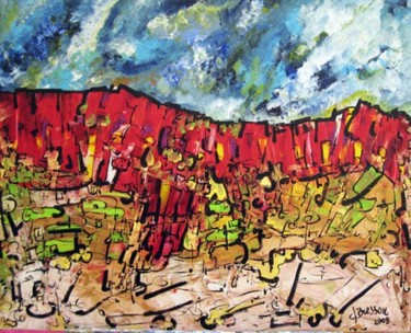 Peinture intitulée "Les gorges rouges" par Claude Bresson, Œuvre d'art originale