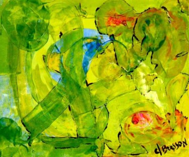 Peinture intitulée "Jaune à la fleur vi…" par Claude Bresson, Œuvre d'art originale, Huile