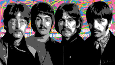 Digital Arts titled "Les Beatles" by Claude Conte, Original Artwork, Digital Painting