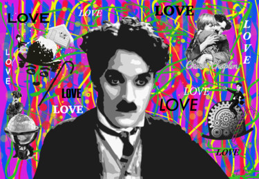 Charlie Chaplin Arts numériques intitulée "Charlie Chaplin" par Claude Conte, Œuvre d'art originale, Peinture numérique