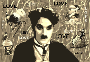 「Charlie Chaplin 2」というタイトルのデジタルアーツ Claude Conteによって, オリジナルのアートワーク, 2Dデジタルワーク