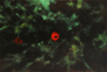 Arts numériques intitulée "Dark poppy.jpg" par Claude Corbier, Œuvre d'art originale, Peinture numérique Monté sur Carton