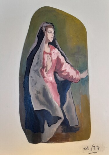 Pittura intitolato "Madonna" da Claude Delaflor, Opera d'arte originale, Olio Montato su Telaio per barella in legno