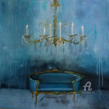 Painting titled "le Sofa Bleu.jpeg" by Claude D'Haeyé, Original Artwork, Oil