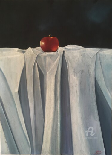 Painting titled "Pomme d'Amour 2.jpeg" by Claude D'Haeyé, Original Artwork, Oil Mounted on Wood Stretcher frame
