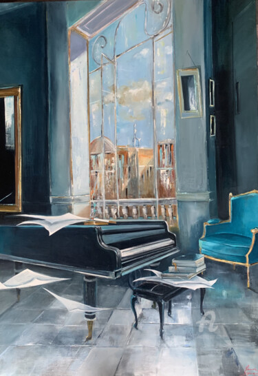 Pintura titulada "Florence le Salon d…" por Claude D'Haeyé, Obra de arte original, Oleo Montado en Bastidor de camilla de ma…
