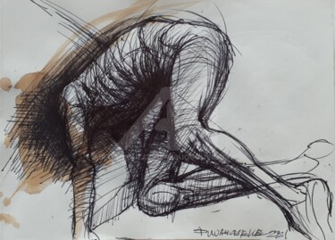 Disegno intitolato "ETUDE X X X X V" da Claude Duvauchelle, Opera d'arte originale, Biro