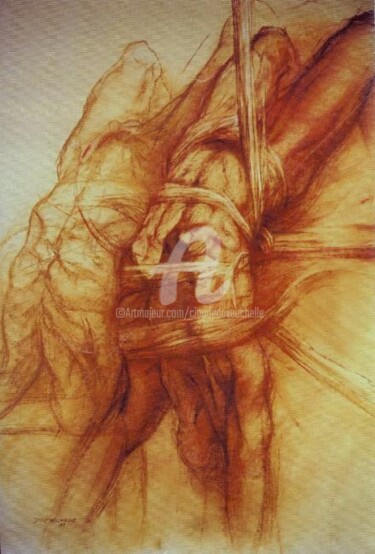 Desenho intitulada "Dédoublement" por Claude Duvauchelle, Obras de arte originais, Pastel