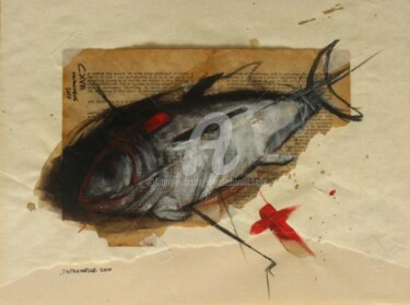 Peinture intitulée "Poisson I- 30x40 cm…" par Claude Duvauchelle, Œuvre d'art originale, Acrylique