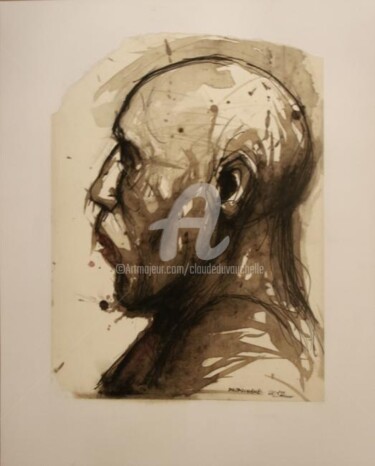 Dessin intitulée "-PORTRAIT IMAGINAIR…" par Claude Duvauchelle, Œuvre d'art originale, Autre