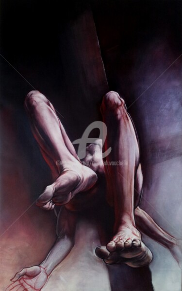 Painting titled "FIGURATION CHRISTIQ…" by Claude Duvauchelle, Original Artwork, Acrylic Mounted on Wood Stretcher frame