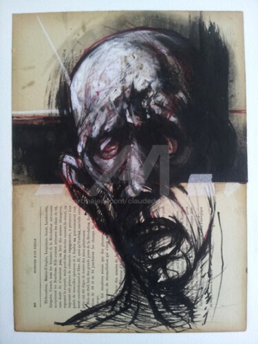 PORTRAIT IMAGINAIRE (Cut-up I) 42x30cm 2014 Dessin intitulée "PORTRAIT IMAGINAIRE…" par Claude Duvauchelle, Œuvre d'art originale,