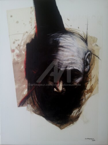 PORTRAIT IMAGINAIRE cut-up XII - 61x46cm Peinture intitulée "PORTRAIT IMAGINAIRE…" par Claude Duvauchelle, Œuvre d'art originale, Acrylique