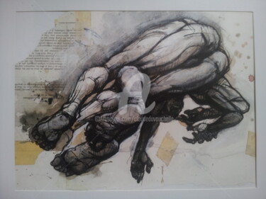 CONTRECOLLE - Technique mixte sur papier- 42x30cm Dessin intitulée "CONTRECOLLE - Techn…" par Claude Duvauchelle, Œuvre d'art originale, Autre