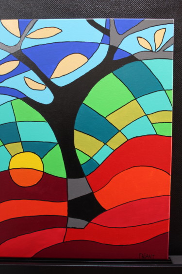 Painting titled "L'arbre coloré" by Claude Friant, Original Artwork, Acrylic