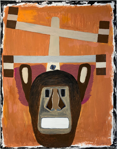Painting titled "Kanaga Mask-Untitled" by Claude Henry, Original Artwork, Acrylic
