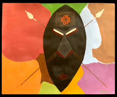 Картина под названием "Ghanaian Tribal Mas…" - Claude Henry, Подлинное произведение искусства, Акрил
