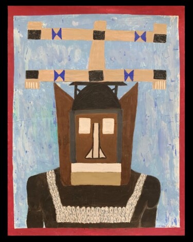 Картина под названием "Kanaga Mask- The En…" - Claude Henry, Подлинное произведение искусства, Акрил