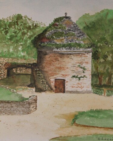 le pigeonnier de gramat(lot) Peinture intitulée "le pigeonnier de gr…" par Claude Lacointe, Œuvre d'art originale, Aquarelle
