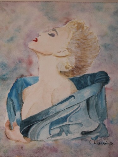 Painting titled "madona" by Claude Lacointe, Original Artwork, Watercolor