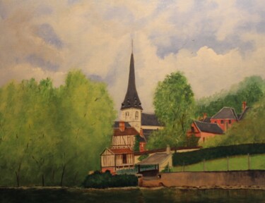 Painting titled "la risle a brionne(…" by Claude Lacointe, Original Artwork, Acrylic