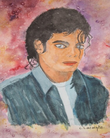 Painting titled "michael jackson" by Claude Lacointe, Original Artwork, Watercolor