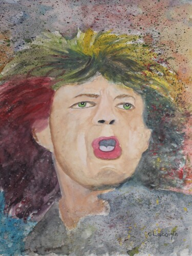 Peinture intitulée "mick jagger" par Claude Lacointe, Œuvre d'art originale, Aquarelle