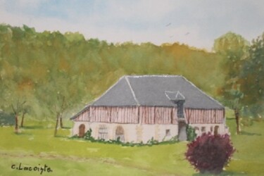 Painting titled "batiment(bec-hellou…" by Claude Lacointe, Original Artwork, Watercolor