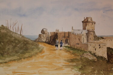 Painting titled "le fort lallate" by Claude Lacointe, Original Artwork, Watercolor
