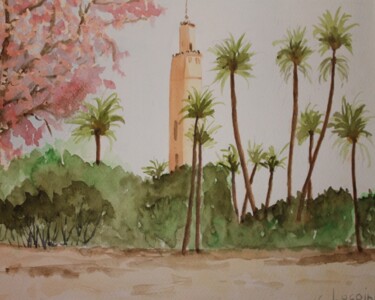 Peinture intitulée "marrakech" par Claude Lacointe, Œuvre d'art originale, Aquarelle