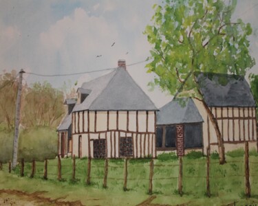 Painting titled "la maison(bosgouet…" by Claude Lacointe, Original Artwork, Watercolor