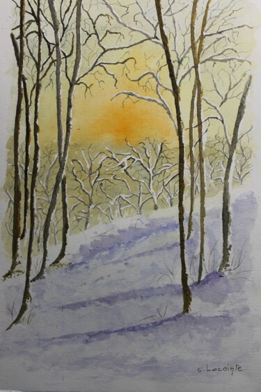 Peinture intitulée "hiver(2)" par Claude Lacointe, Œuvre d'art originale, Aquarelle