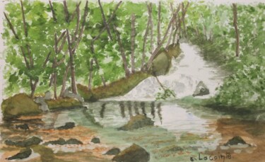 Pintura titulada "la cascade" por Claude Lacointe, Obra de arte original, Acuarela