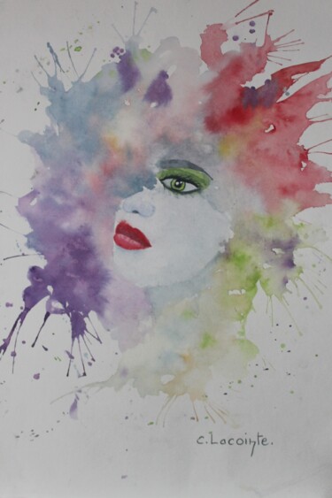 Painting titled "abstrait(10)" by Claude Lacointe, Original Artwork, Watercolor