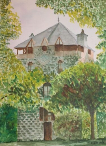 Pintura titulada "moulin de rocquefra…" por Claude Lacointe, Obra de arte original, Acuarela