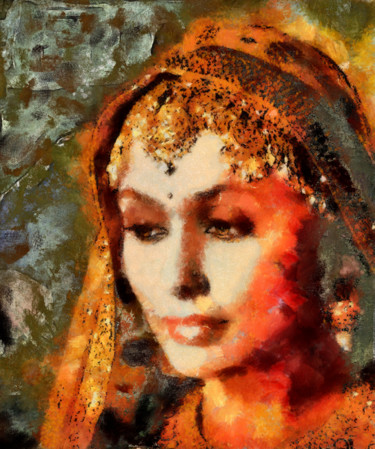 Arts numériques intitulée "L'indienne" par Claude Grand, Œuvre d'art originale, Peinture numérique
