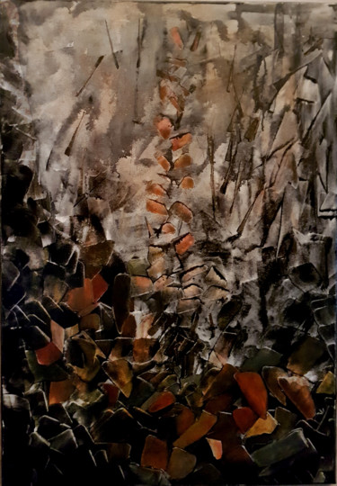 Peinture intitulée "le chemin" par Claude Grand, Œuvre d'art originale, Acrylique