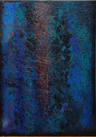 Pintura titulada "Bleu magnétique" por Claude Grand, Obra de arte original, Acrílico