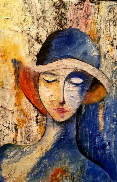 Malerei mit dem Titel "La jeune fille au b…" von Claude Grand, Original-Kunstwerk, Acryl
