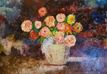 Peinture intitulée "Le bouquet de fleurs" par Claude Grand, Œuvre d'art originale, Acrylique