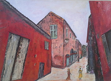 Peinture intitulée "une-rue-de-gorèe." par Claude Grand, Œuvre d'art originale, Acrylique