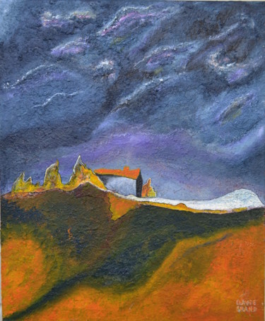 Painting titled "Soir d'orage" by Claude Grand, Original Artwork, Acrylic