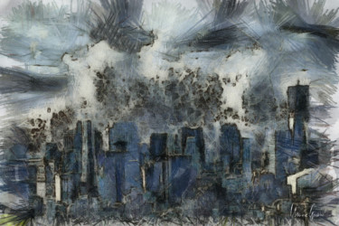 Digitale Kunst mit dem Titel "Tsunami géant" von Claude Grand, Original-Kunstwerk, Digitale Malerei