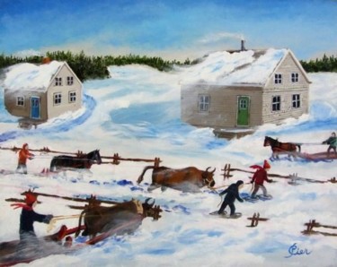 Painting titled "Battre les chemins" by Claude St-Pierre, Original Artwork, Oil