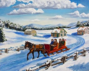 Painting titled "En route pour la no…" by Claude St-Pierre, Original Artwork, Oil