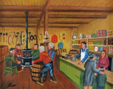 Painting titled "Magasin général" by Claude St-Pierre, Original Artwork, Oil