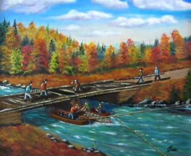 Painting titled "Pont Branche Nord" by Claude St-Pierre, Original Artwork, Oil