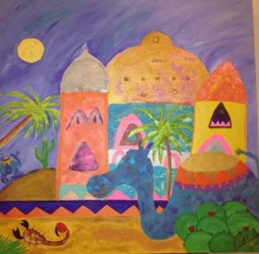 Painting titled "Fun at the Desert" by Claudette Fonseca Castro, Original Artwork